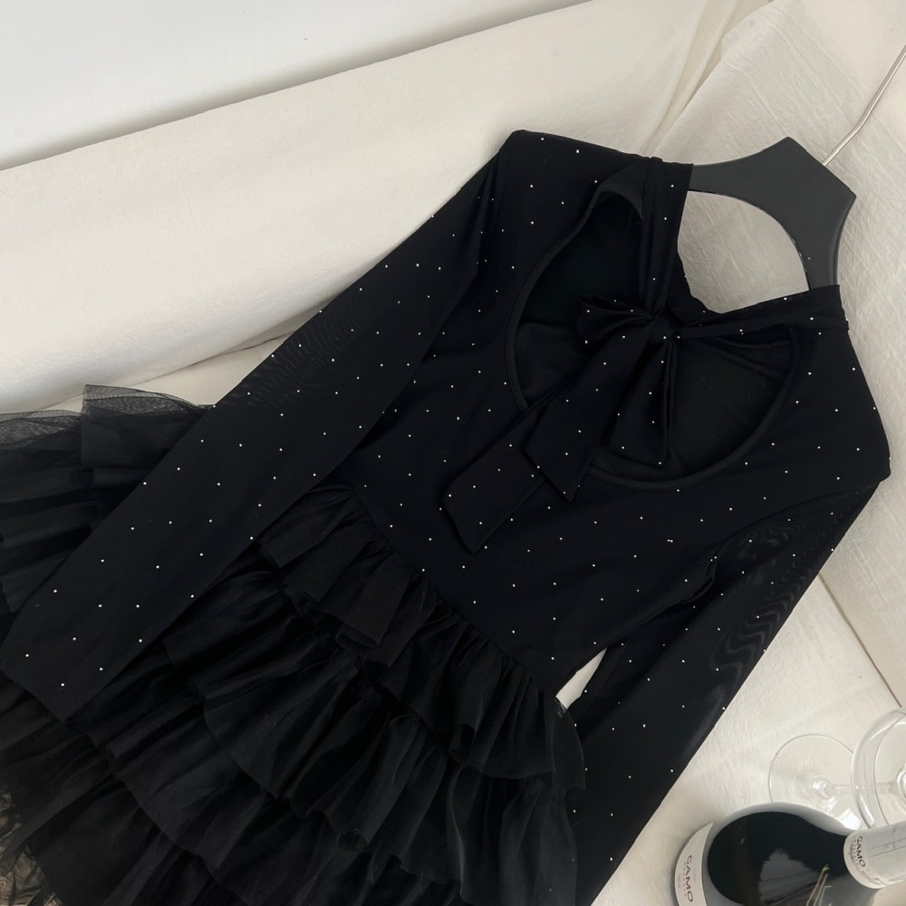 Pinched waist cake knitted winter dress for women