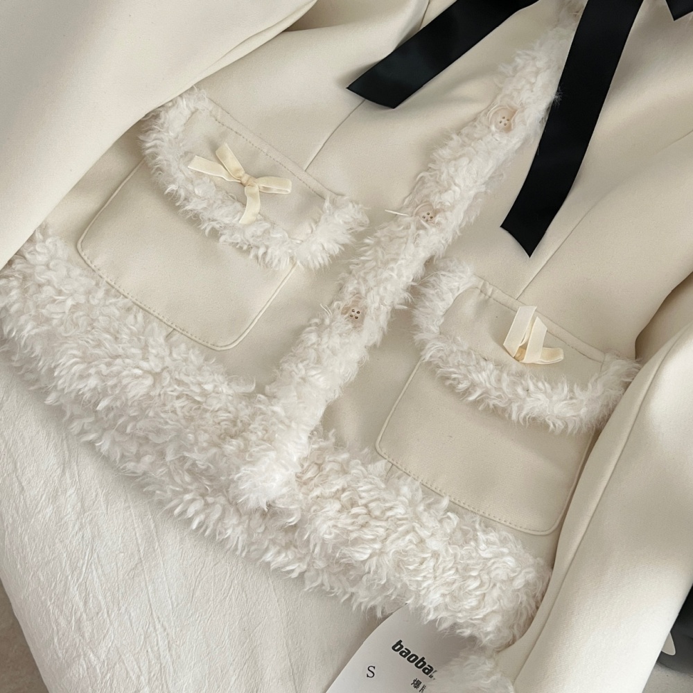 Sweet long sleeve coat winter slim short skirt a set