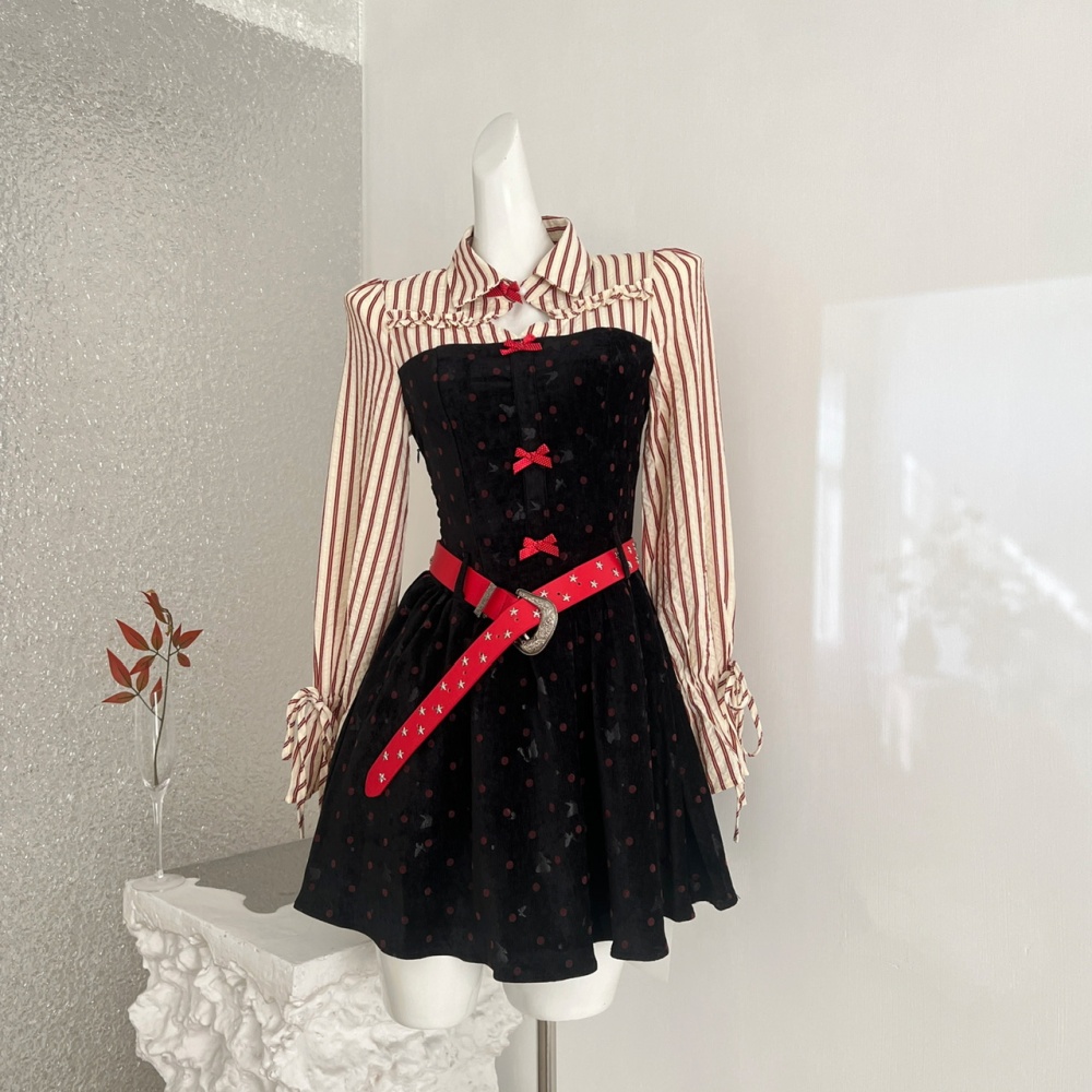 Polka dot autumn and winter shirt enticement dress