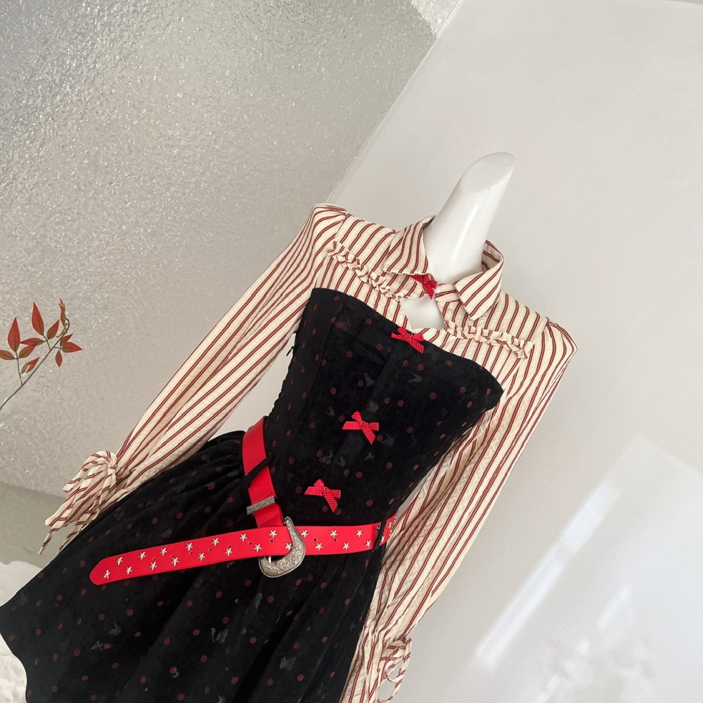 Polka dot autumn and winter shirt enticement dress