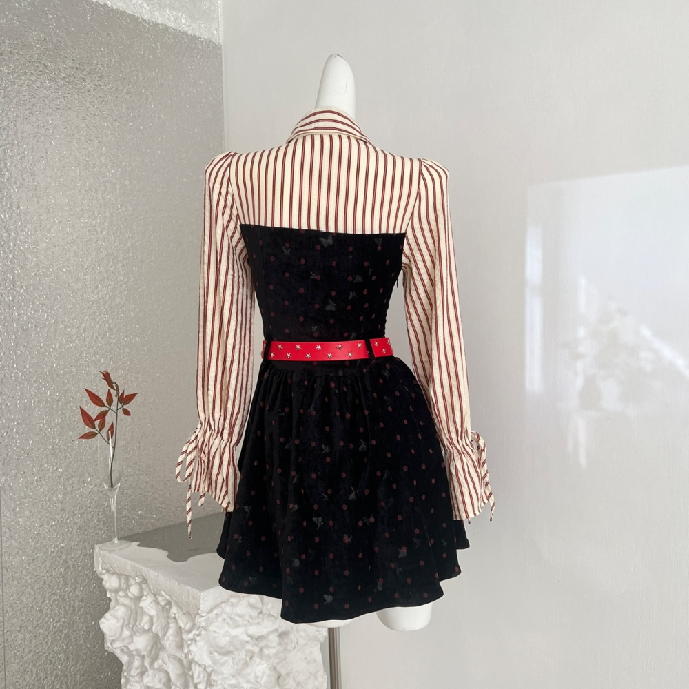 Polka dot autumn and winter shirt enticement dress