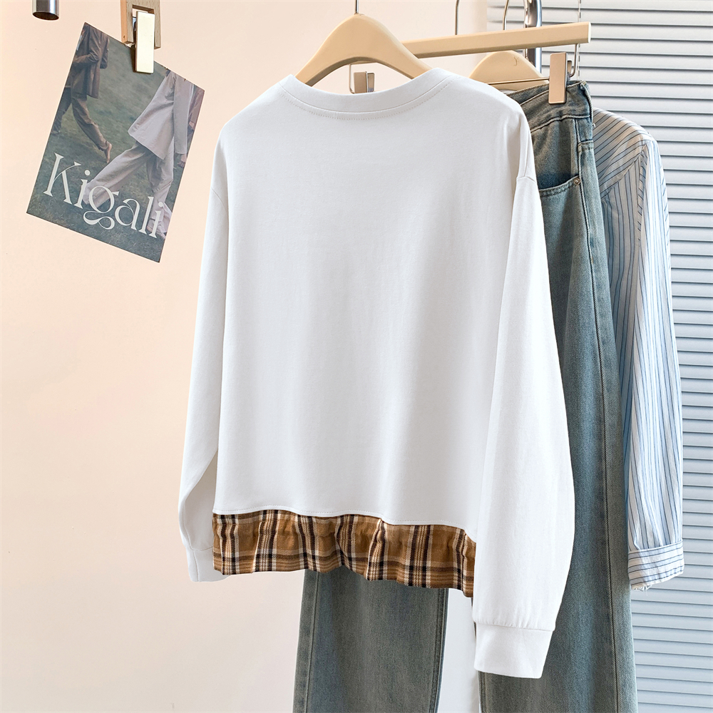 Casual splice T-shirt autumn and winter hoodie for women