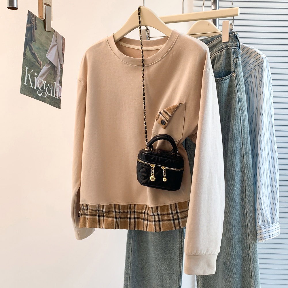 Casual splice T-shirt autumn and winter hoodie for women