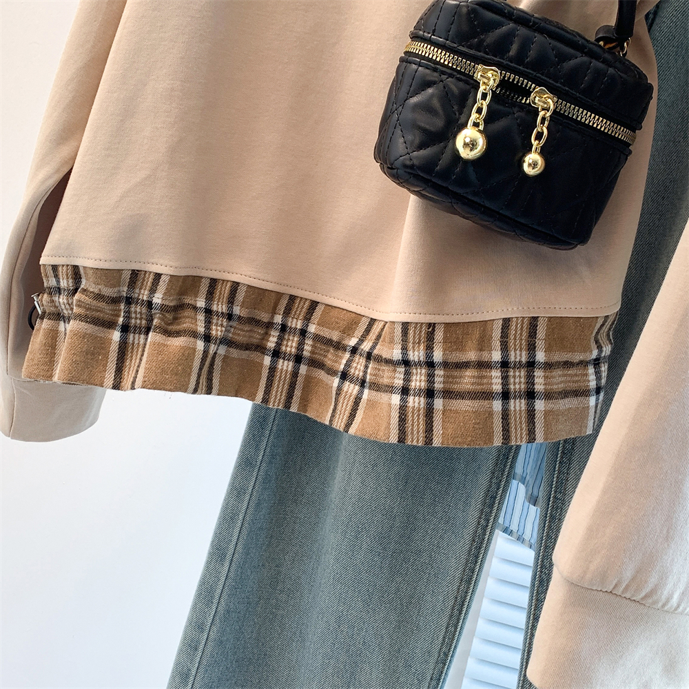 Casual splice T-shirt autumn and winter hoodie for women