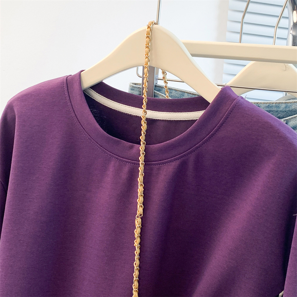 Splice stripe T-shirt Korean style Casual hoodie