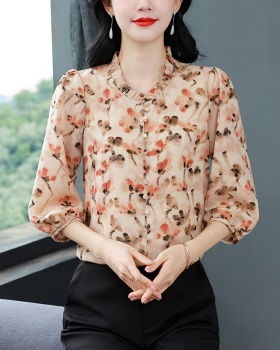 Cover belly all-match tops retro shirt for women