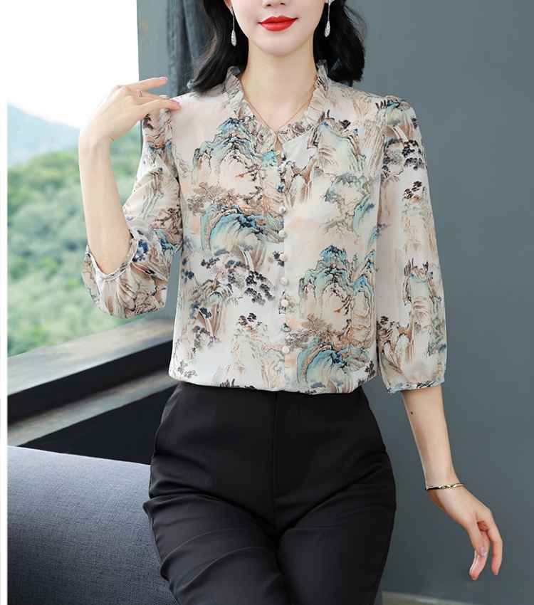 Cover belly all-match tops retro shirt for women