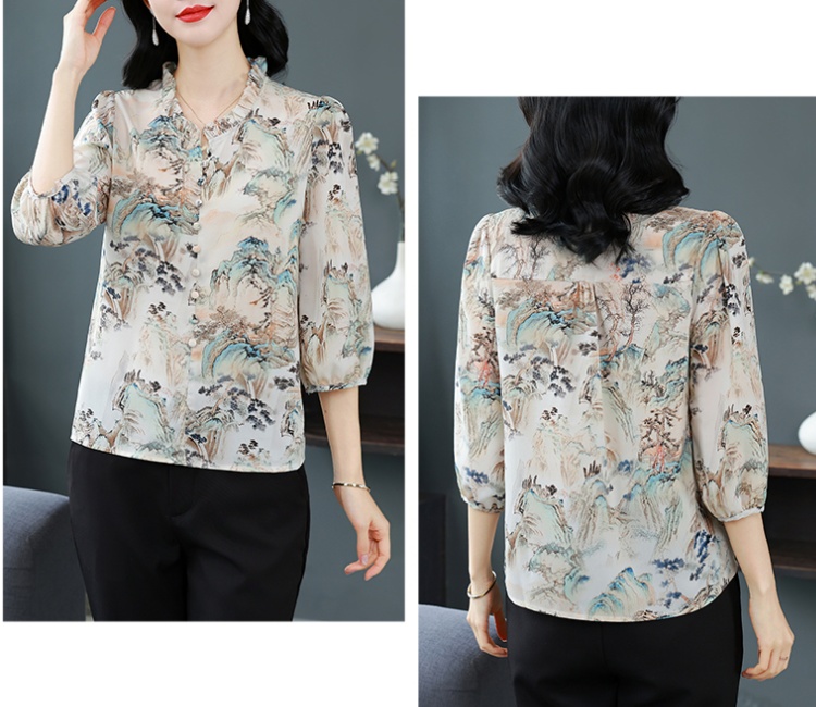 Cover belly all-match tops retro shirt for women