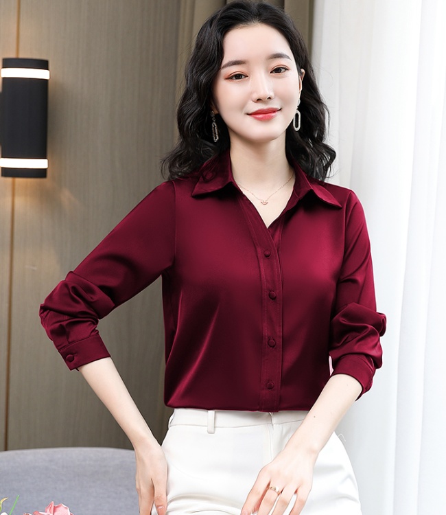 Long sleeve overalls silk real silk shirt for women