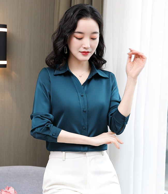 Long sleeve overalls silk real silk shirt for women