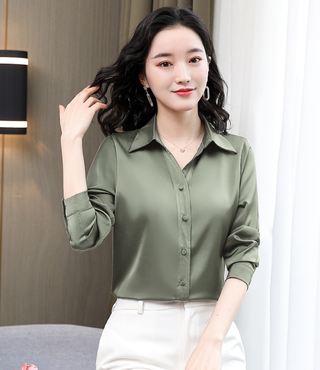 Long sleeve overalls silk real silk shirt for women