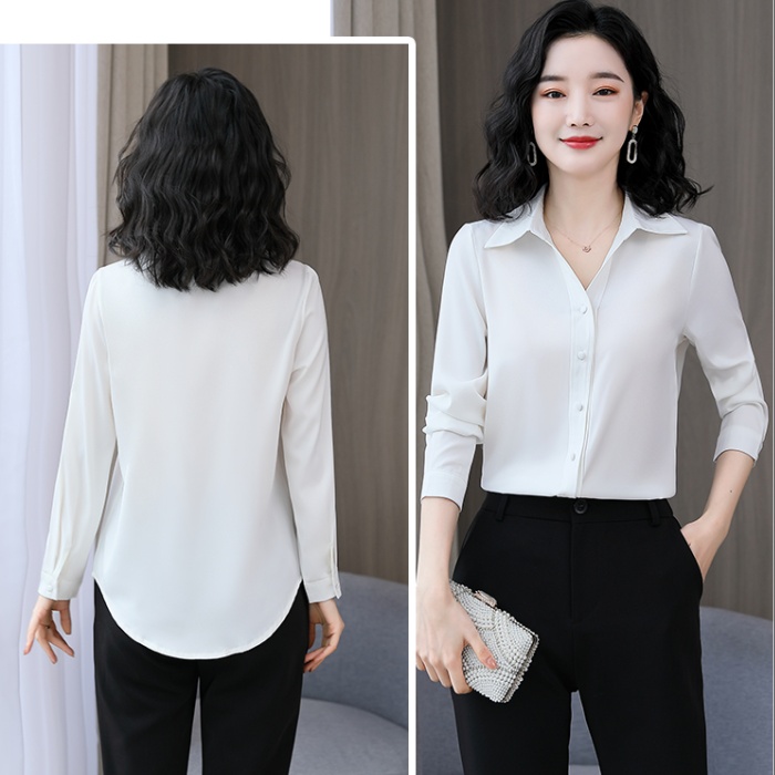 Long sleeve overalls silk real silk shirt for women