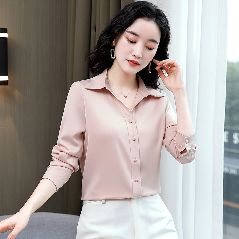 Long sleeve overalls silk real silk shirt for women
