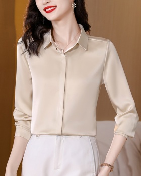 Silk tops two-sided long sleeve shirt
