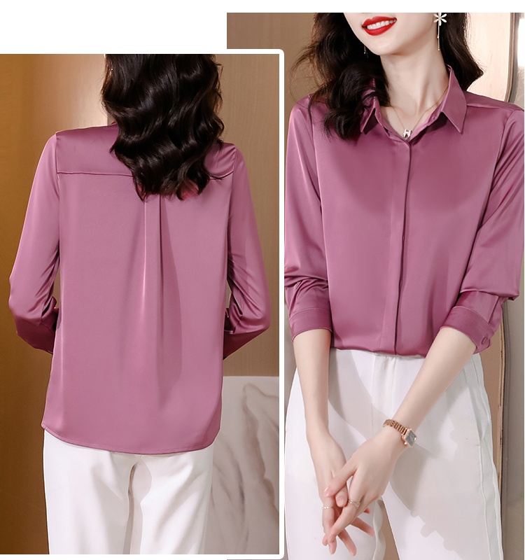 Silk tops two-sided long sleeve shirt