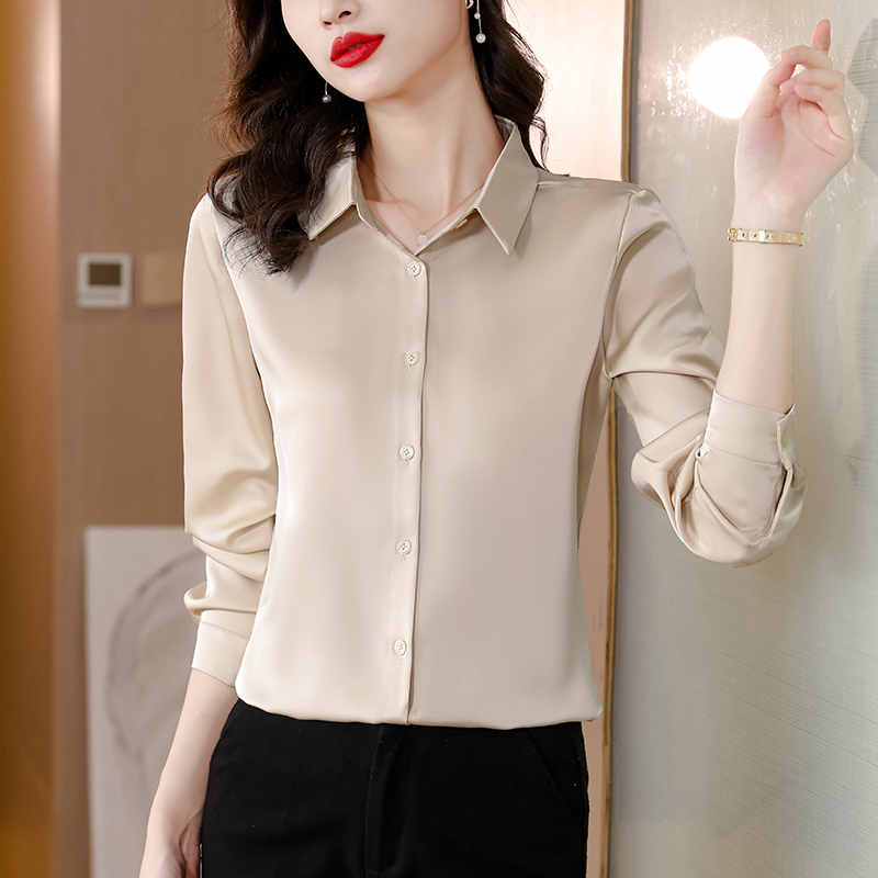 Two-sided long sleeve shirt spring and autumn tops for women