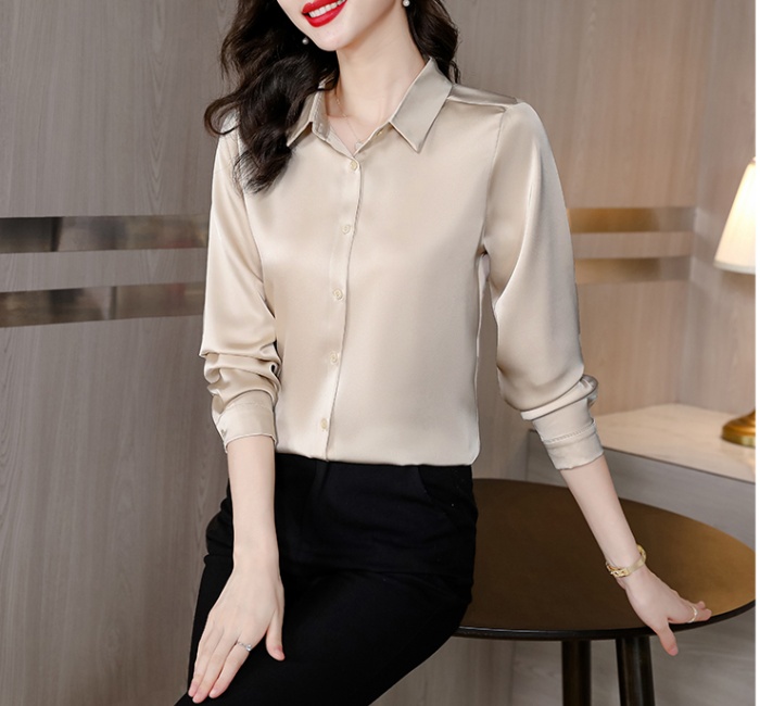 Two-sided long sleeve shirt spring and autumn tops for women
