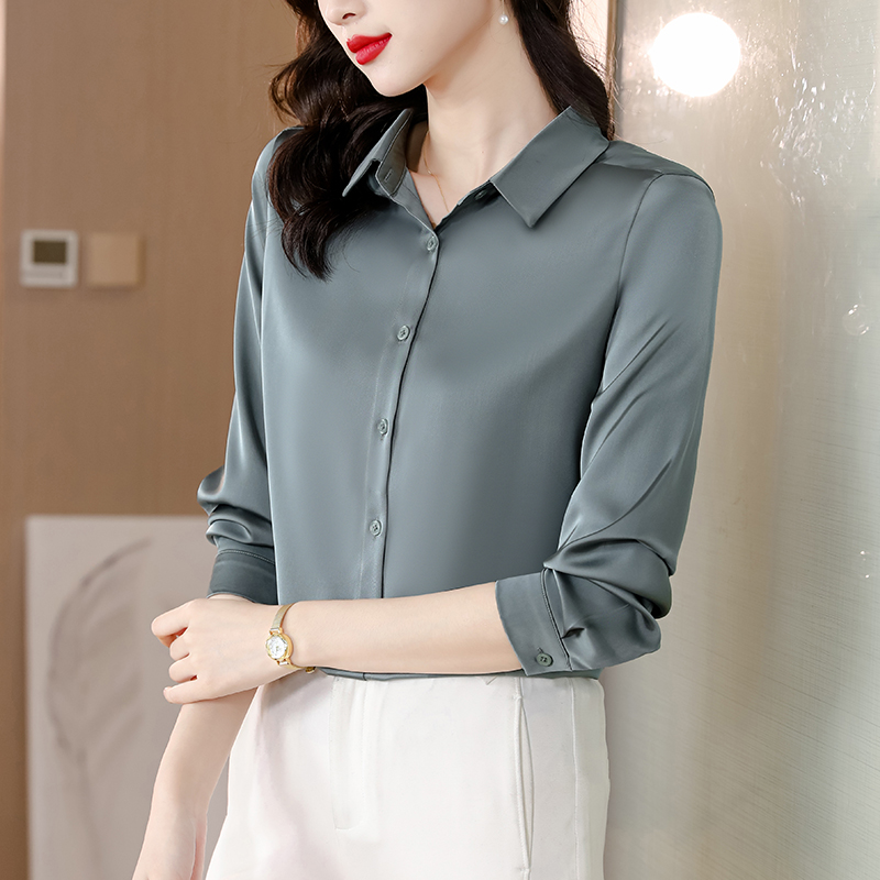 Two-sided long sleeve shirt spring and autumn tops for women