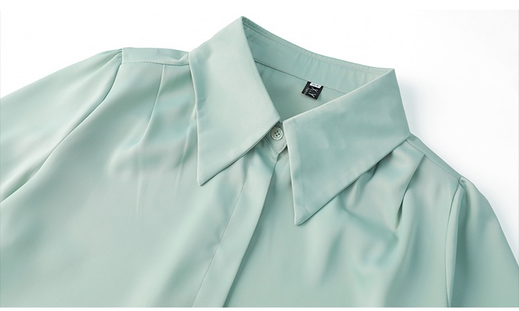 White satin shirt spring profession tops for women