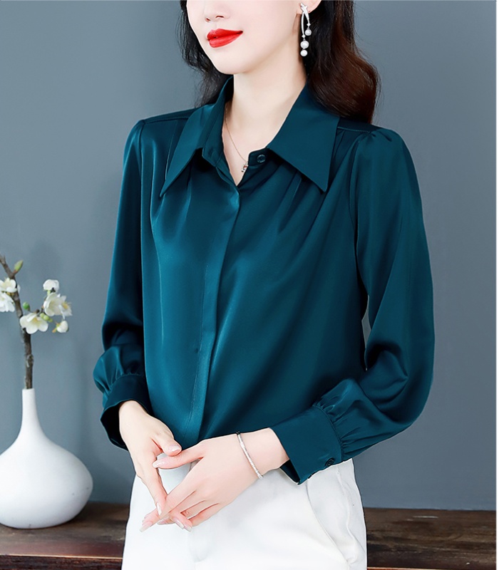 White satin shirt spring profession tops for women