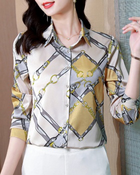 Spring and autumn temperament long sleeve lapel shirt for women