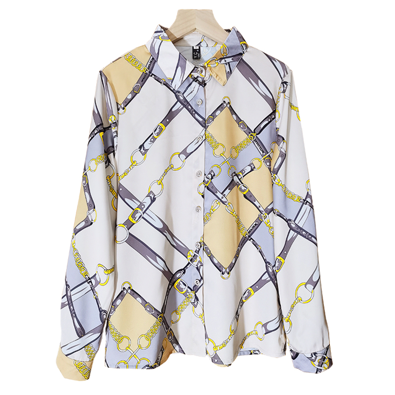 Spring and autumn temperament long sleeve lapel shirt for women