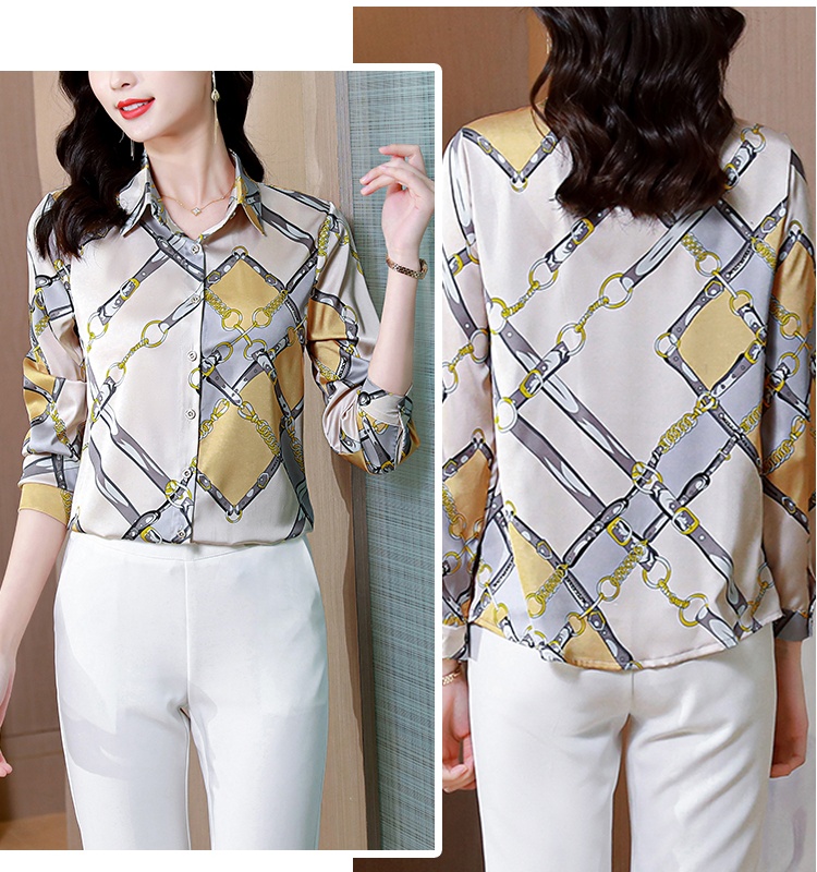 Spring and autumn temperament long sleeve lapel shirt for women
