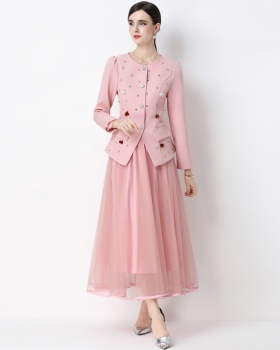 Chanelstyle business suit gauze coat a set