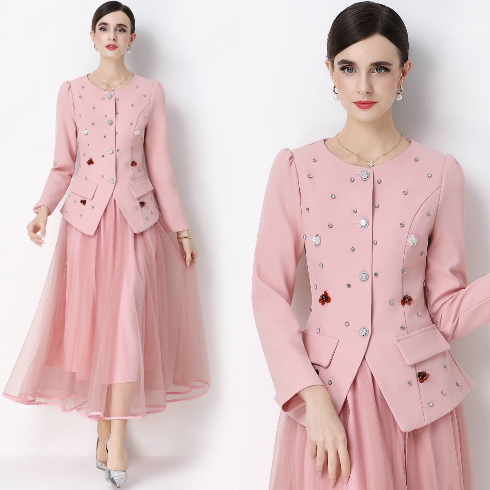Chanelstyle business suit gauze coat a set