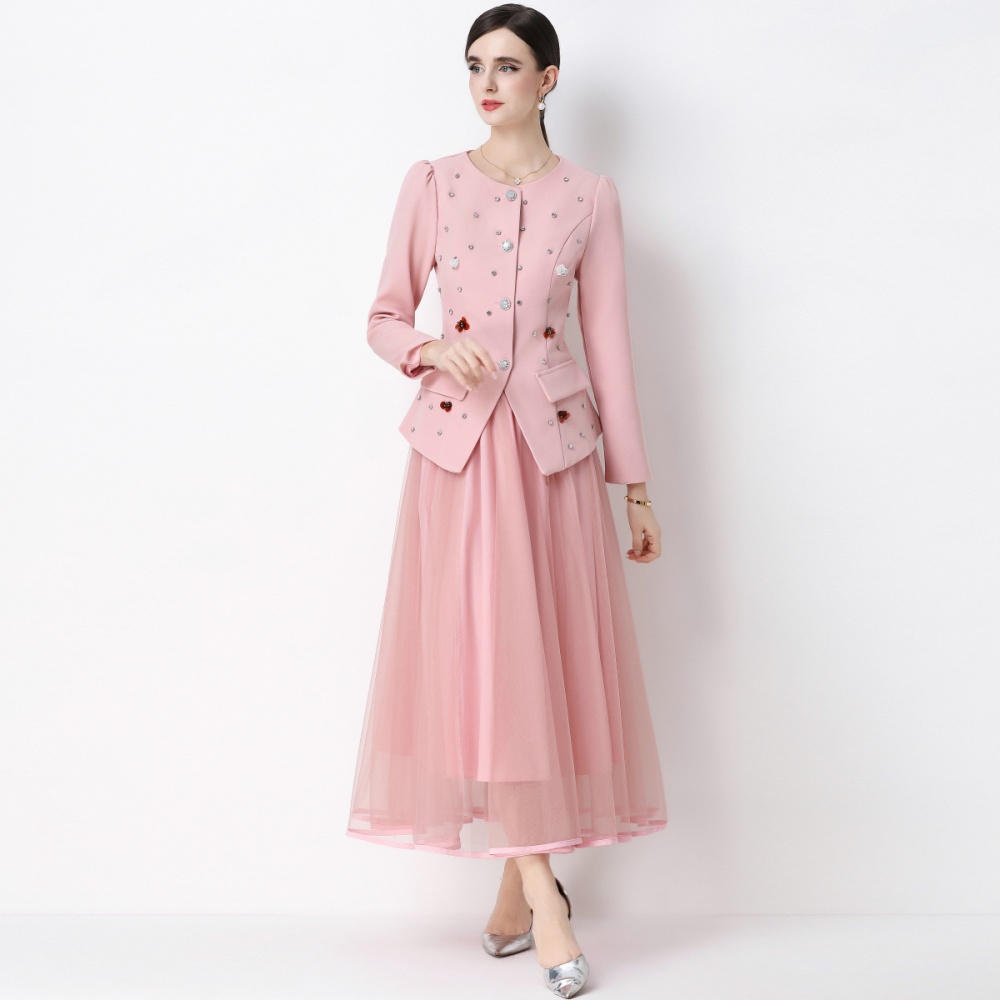 Chanelstyle business suit gauze coat a set