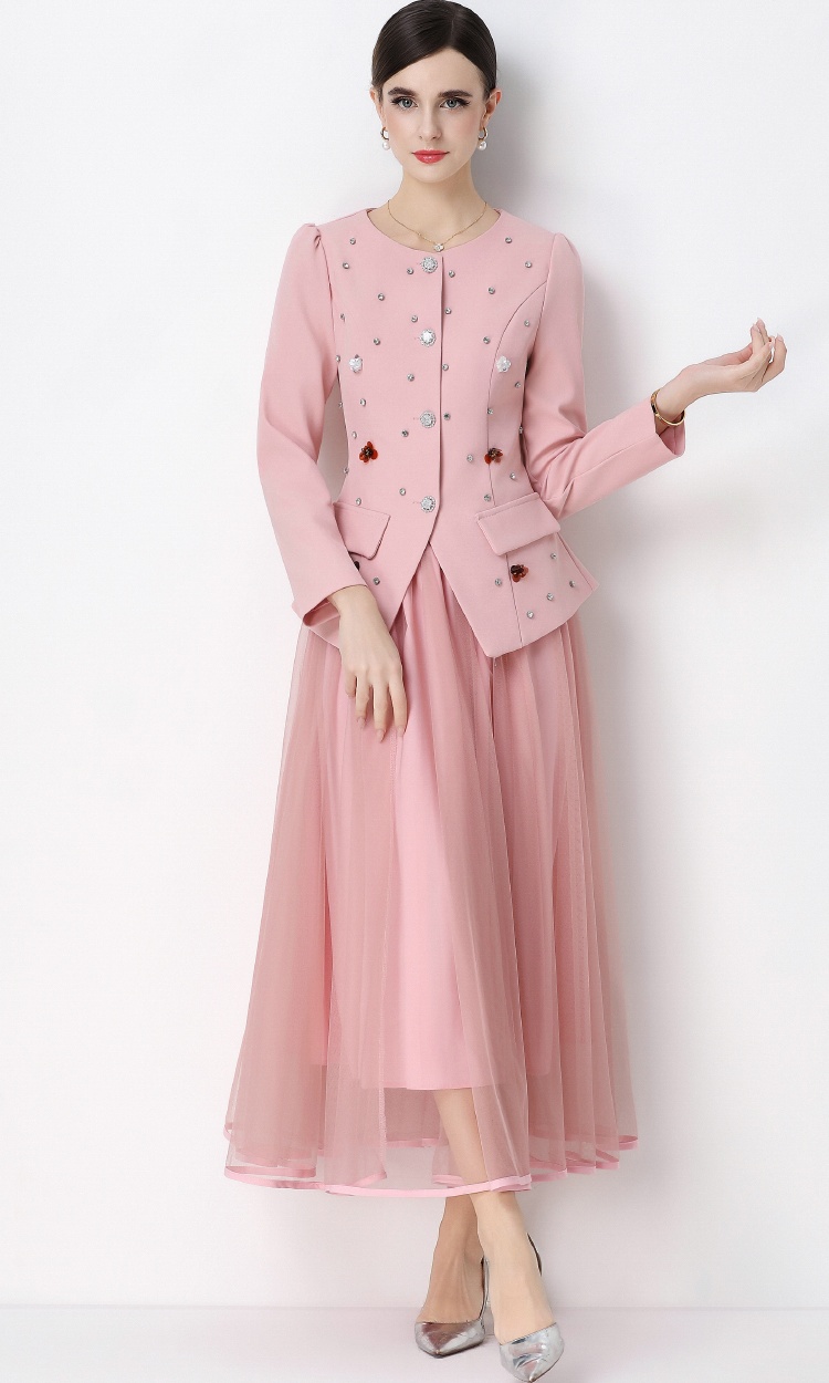 Chanelstyle business suit gauze coat a set