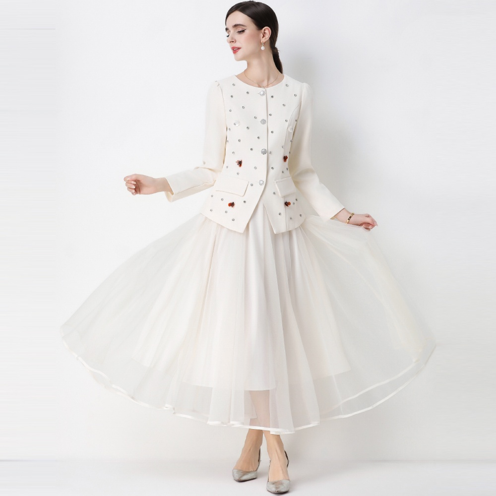 Chanelstyle gauze skirt temperament coat a set