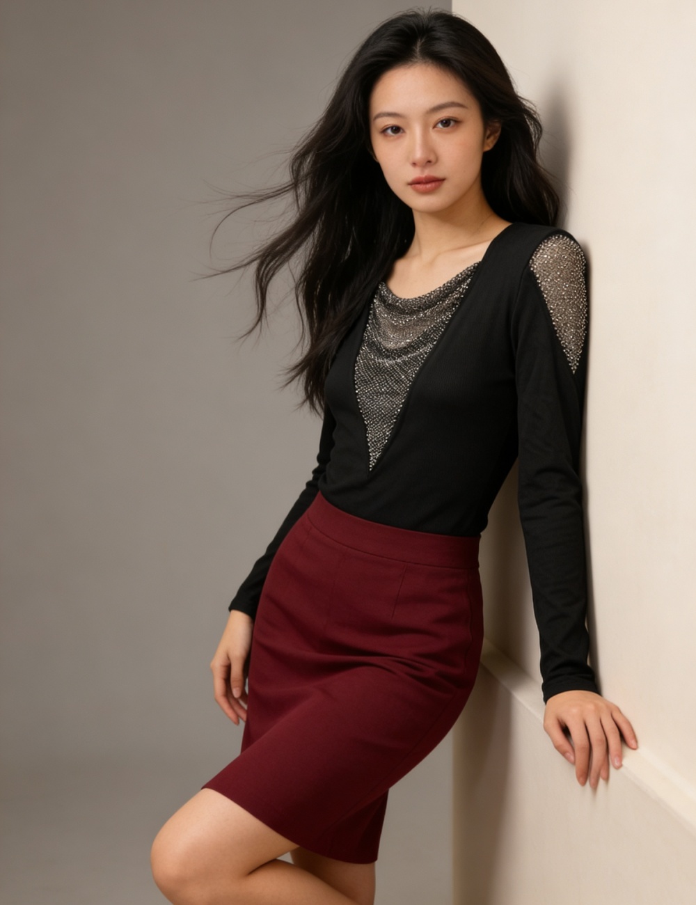 Spring slim tops unique rhinestone T-shirt