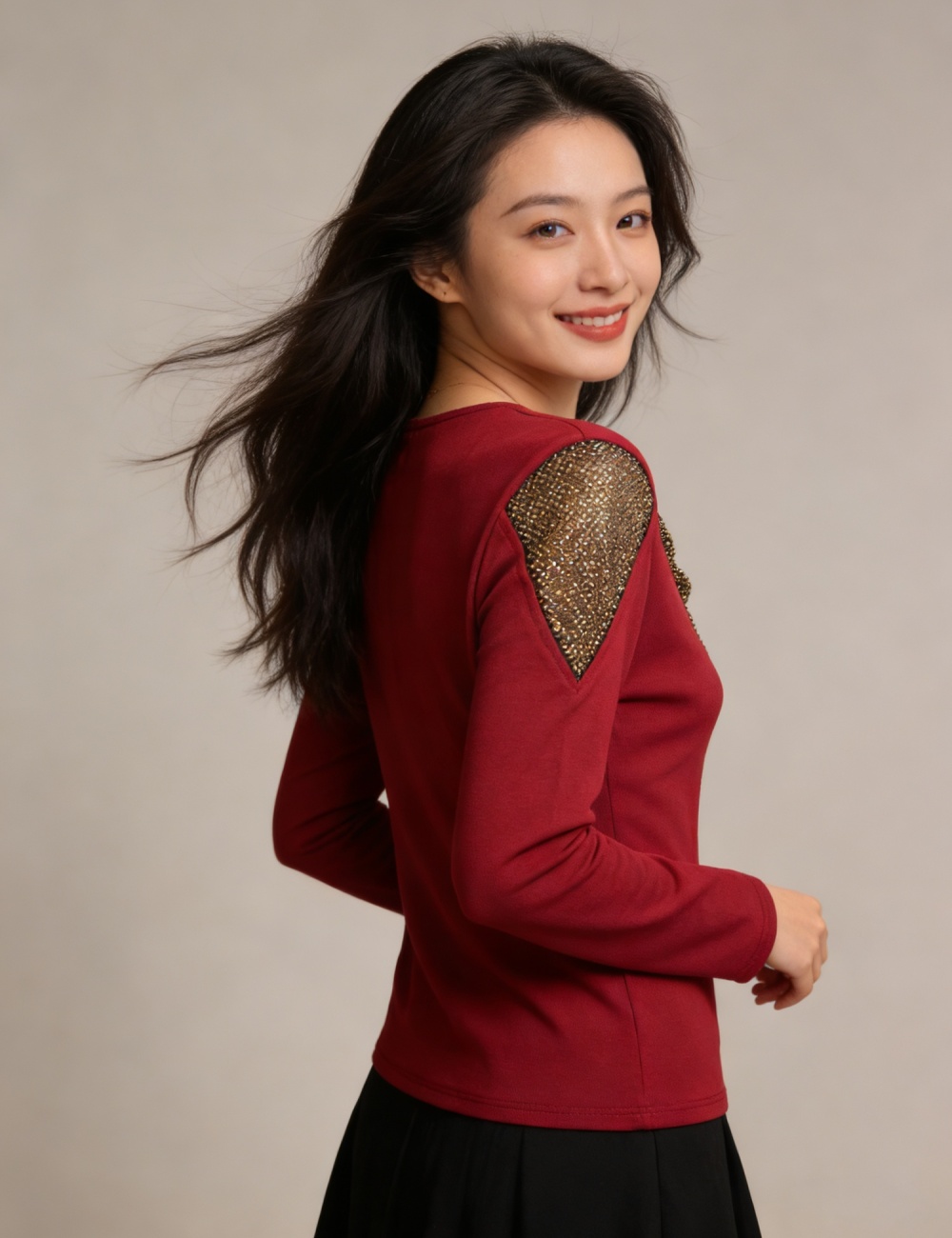 Spring slim tops unique rhinestone T-shirt