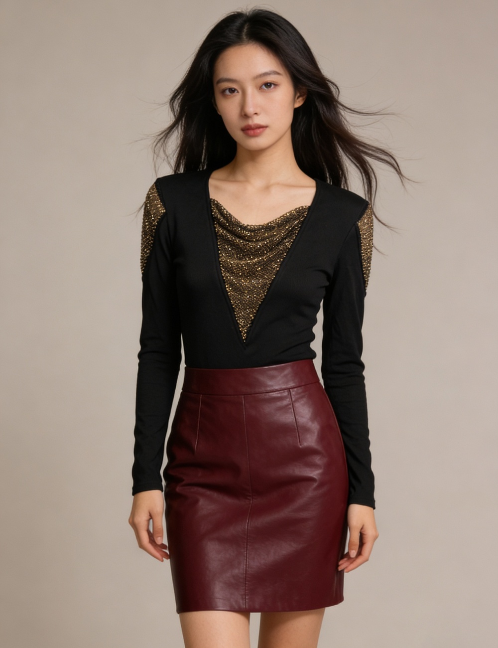 Spring slim tops unique rhinestone T-shirt