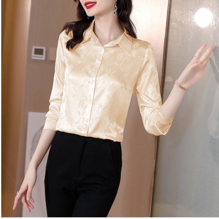 Real silk spring and autumn long sleeve shirt for women