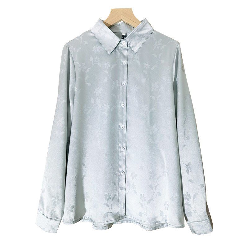 Real silk spring and autumn long sleeve shirt for women