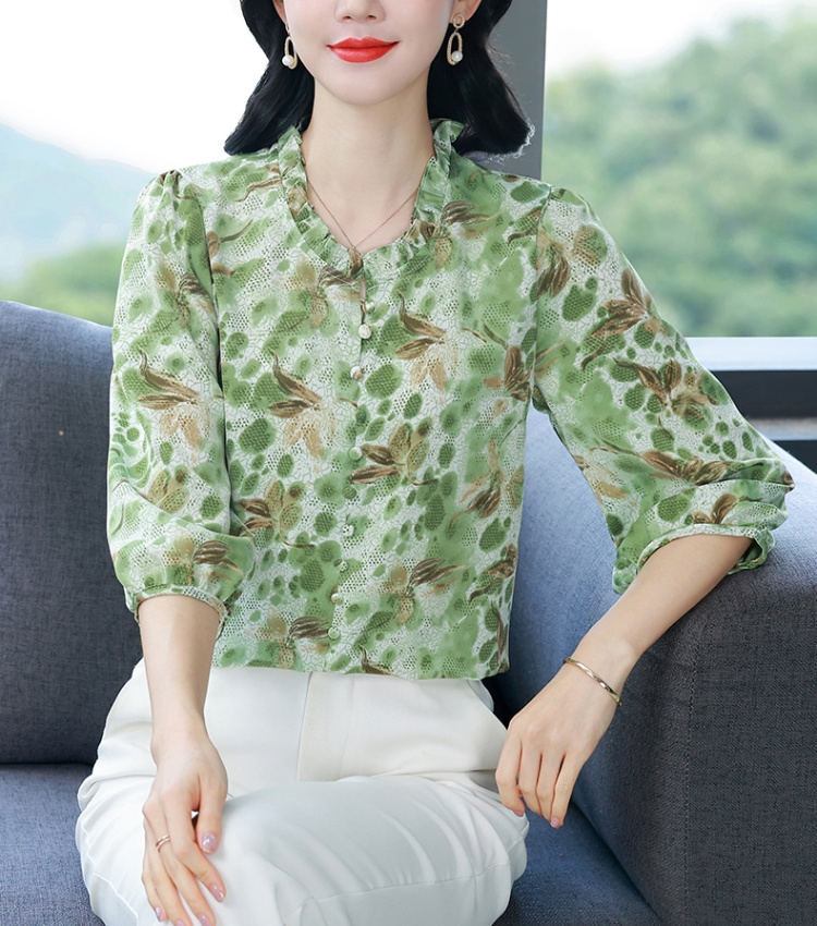 Retro temperament chiffon small shirt all-match loose silk shirt