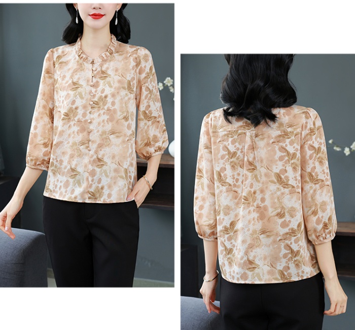 Retro temperament chiffon small shirt all-match loose silk shirt