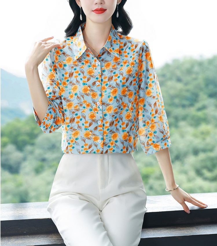 Retro all-match shirt chiffon Cover belly tops