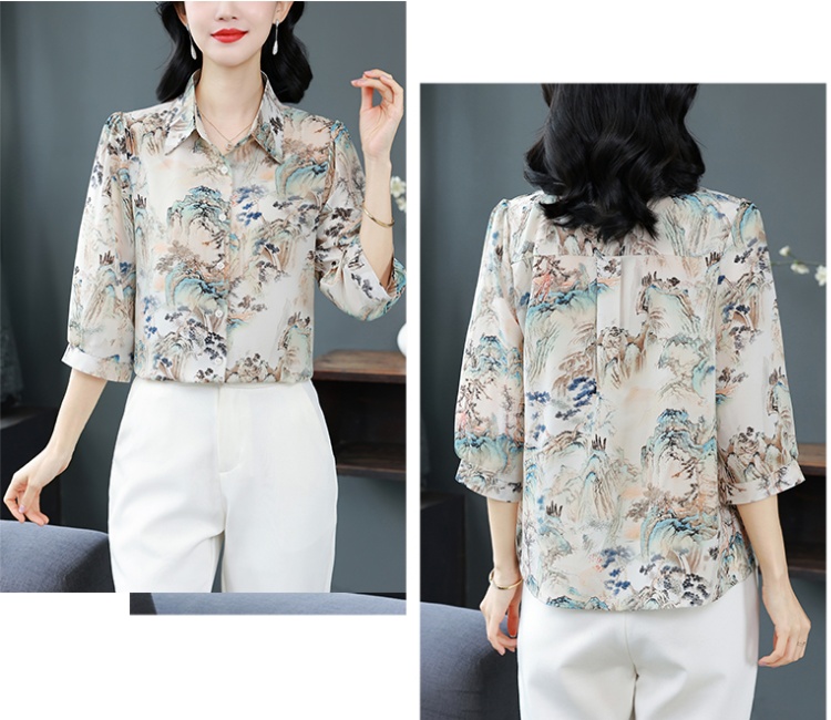 Retro all-match shirt chiffon Cover belly tops