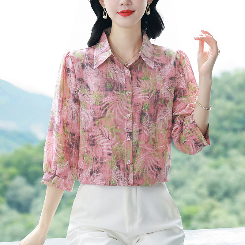 Retro all-match shirt chiffon Cover belly tops