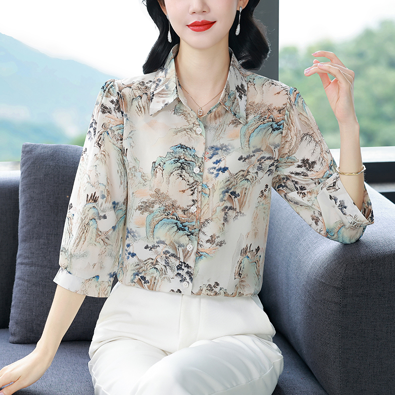 Retro all-match shirt chiffon Cover belly tops