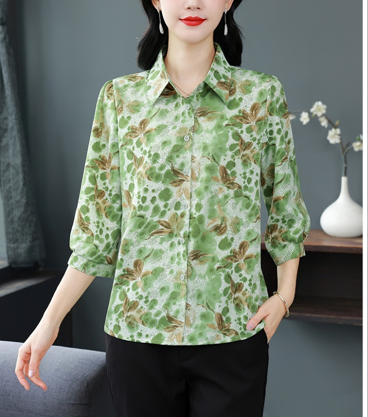 Short sleeve silk tops chiffon small shirt for women