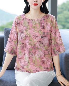 Western style loose small shirt silk T-shirt for women