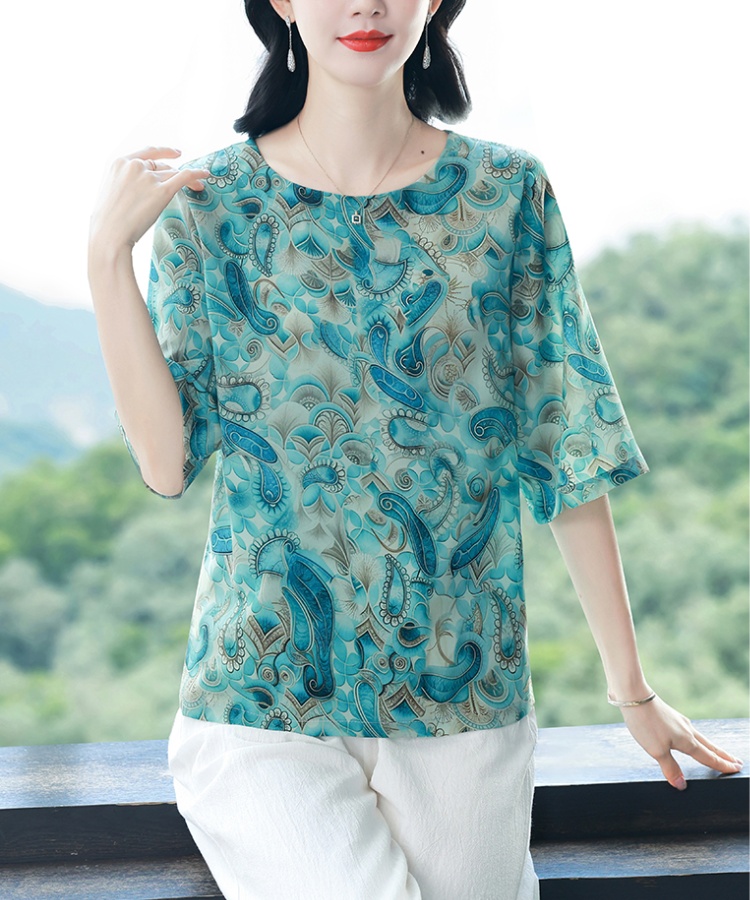 Western style loose small shirt silk T-shirt for women