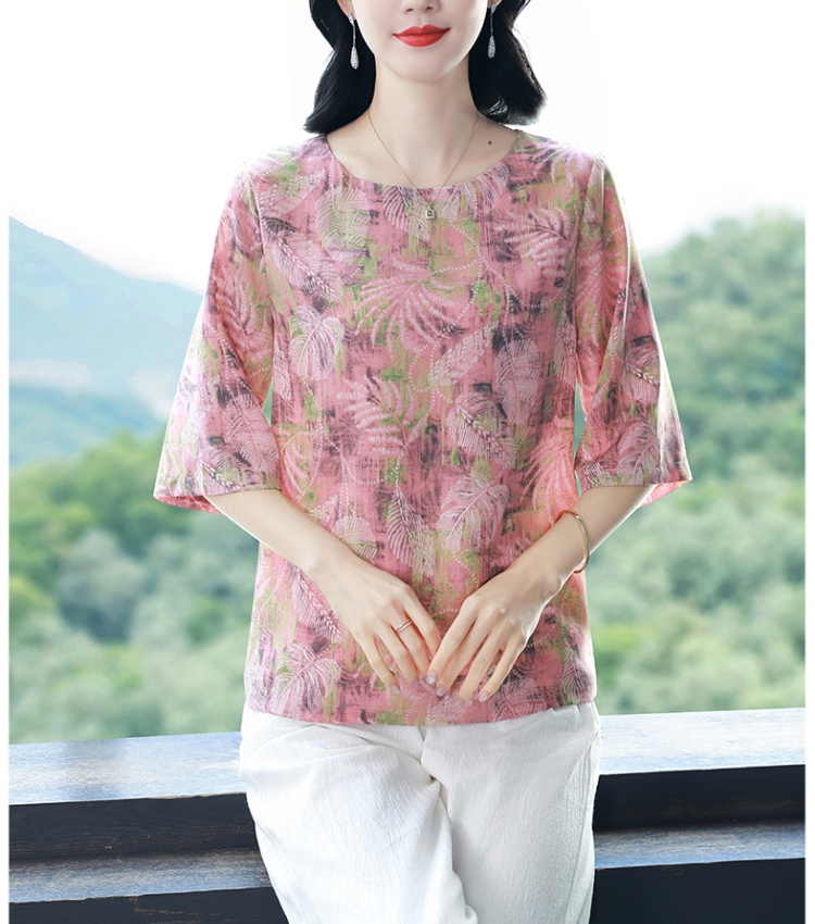 Western style loose small shirt silk T-shirt for women