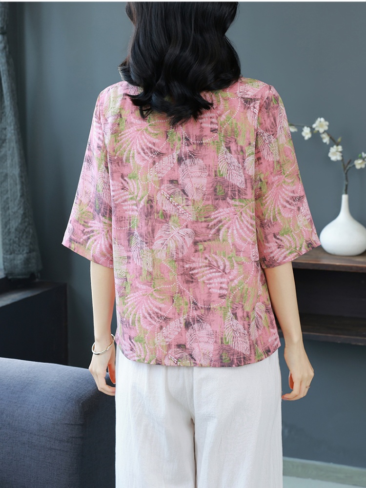 Western style loose small shirt silk T-shirt for women
