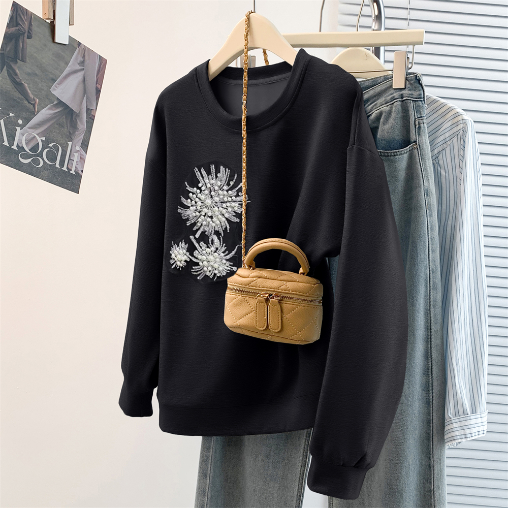Plus velvet all-match T-shirt loose hoodie for women
