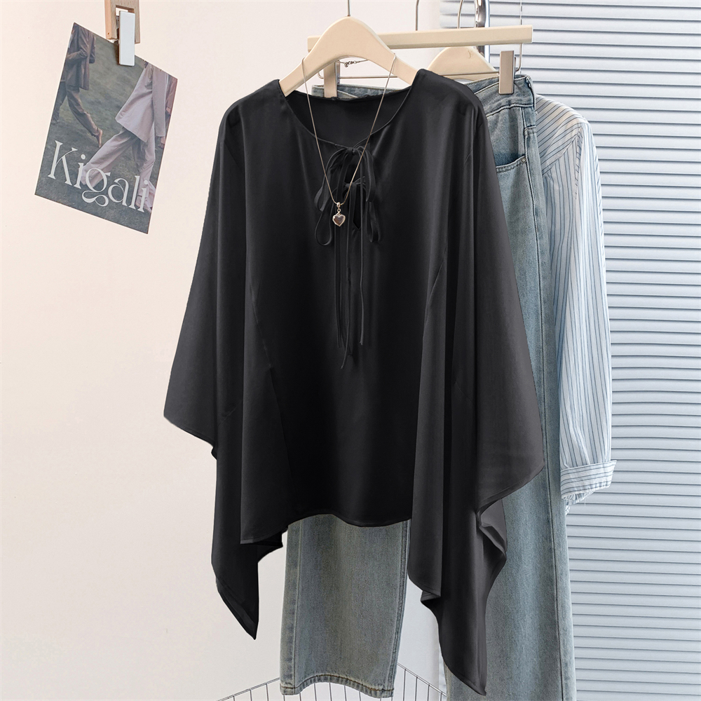 Bat sleeve frenum pure shirt loose unique spring tops